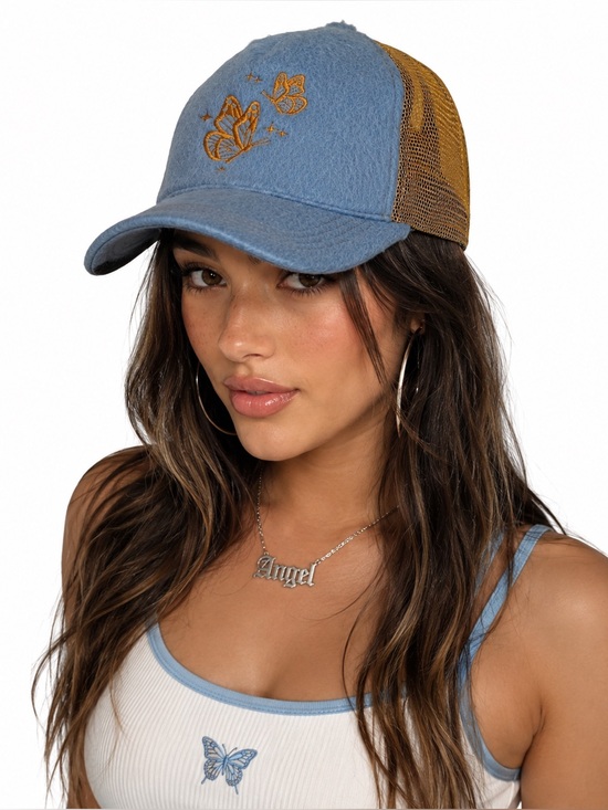 Urban Outfitters Accessories - Urban Outfitters Trucker Hat Butterfly Embroidered New With Tags